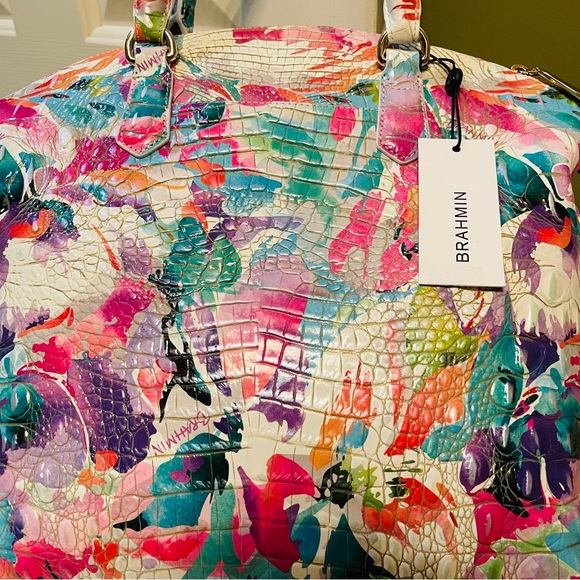 👜NWT!! HARD TO FIND DESIGN! Gorgeous Brahmin Large Duxbury Satchel in Daylily! - Picture 14 of 16